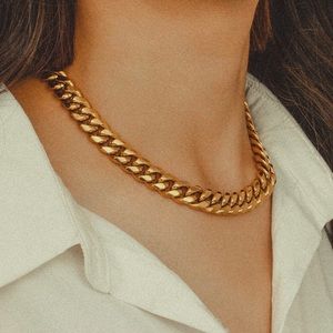 Women's Gold-Plated Stainless Steel Cuban Link Chain